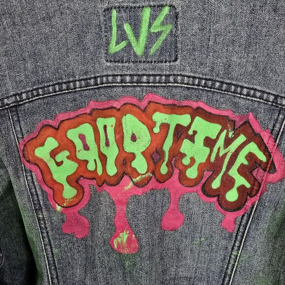 Lip Service Against Society Y2K Embellished Punk Grunge Denim Jacket Medium - Picture 6 of 10